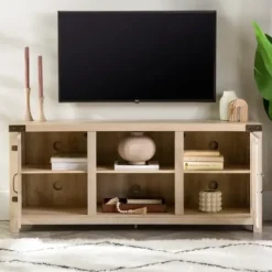 Tv Stands & Media Consoles-Kirkland's Home Oak Barn Doors Tv Stand White