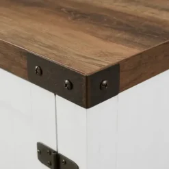 Tv Stands & Media Consoles-Kirkland's Home Oak Farmhouse Double Door Tv Stand Brown/White