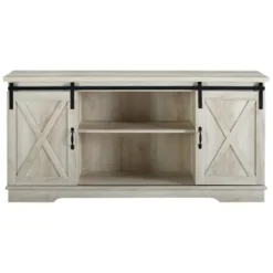 Tv Stands & Media Consoles-Kirkland's Home Oak Sliding Barn Door Tv Stand White