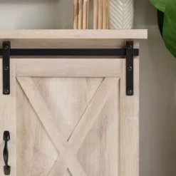 Tv Stands & Media Consoles-Kirkland's Home Oak Sliding Barn Door Tv Stand White