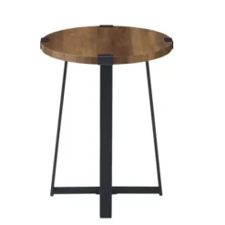 Accent & End Tables-Kirkland's Home Oak Urban Rustic Round Accent Table Brown