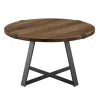 Coffee Tables-Kirkland's Home Oak Urban Rustic Round Coffee Table Brown