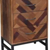 Nightstands-Kirkland's Home Oak Wood Chevron 3-Drawer Nightstand Brown