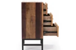 Nightstands-Kirkland's Home Oak Wood Chevron 3-Drawer Nightstand Brown