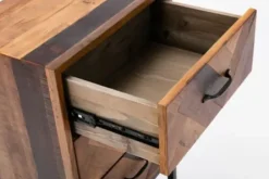 Nightstands-Kirkland's Home Oak Wood Chevron 3-Drawer Nightstand Brown