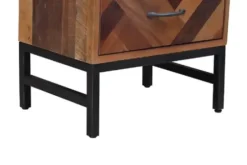 Nightstands-Kirkland's Home Oak Wood Chevron 3-Drawer Nightstand Brown