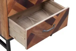 Nightstands-Kirkland's Home Oak Wood Chevron 3-Drawer Nightstand Brown