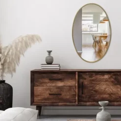 Decorative Mirrors-Kirkland's Home Oakland Oval Wall Mirror Gold