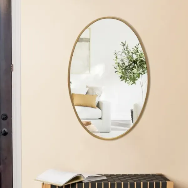Decorative Mirrors-Kirkland's Home Oakland Oval Wall Mirror Gold