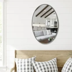 Decorative Mirrors-Kirkland's Home Oakland Oval Wall Mirror Silver