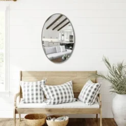 Decorative Mirrors-Kirkland's Home Oakland Oval Wall Mirror Silver