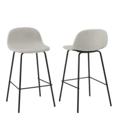 Bar Stools & Counter Height Stools-Kirkland's Home Oatmeal Linen Slope Back Counter Stools, Set Of 2 Ivory