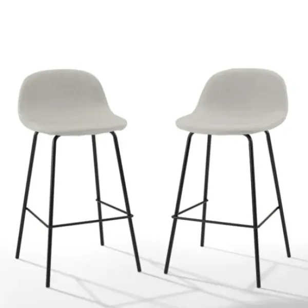 Bar Stools & Counter Height Stools-Kirkland's Home Oatmeal Linen Slope Back Counter Stools, Set Of 2 Ivory