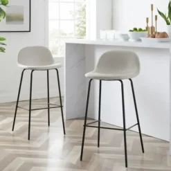 Bar Stools & Counter Height Stools-Kirkland's Home Oatmeal Slope Back 2-Pc. Barstool Set White