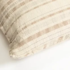 Pillows-Kirkland's Home Oatmeal Striped Woven Pillow Tan