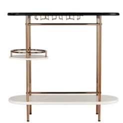 Kitchen Islands & Bar Carts-Kirkland's Home Oblong Gold Metal Frame Bar Cart