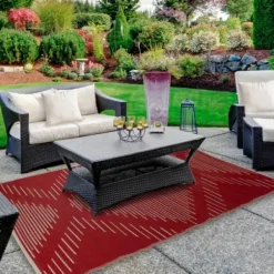 Outdoor Rugs-Kirkland's Home Ocean Aqua Trellis Outdoor Area Rug, 4X6 Blue