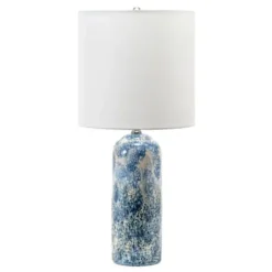 Table Lamps-Kirkland's Home Ocean Blues Mottled Pillar Table Lamp White