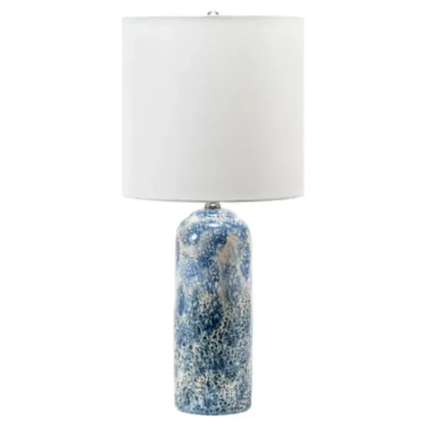 Table Lamps-Kirkland's Home Ocean Blues Mottled Pillar Table Lamp White