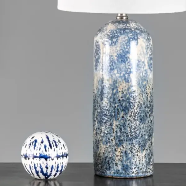 Table Lamps-Kirkland's Home Ocean Blues Mottled Pillar Table Lamp White