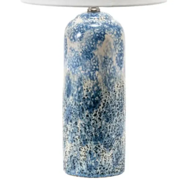 Table Lamps-Kirkland's Home Ocean Blues Mottled Pillar Table Lamp White