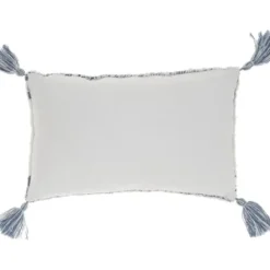 Pillows-Kirkland's Home Ocean Stripe Diamond Tassels Cotton Lumbar Pillow Blue