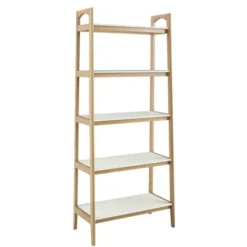 Bookshelves-Kirkland's Home Off White Wood Shelves With Natural Frame Bookcase
