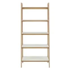 Bookshelves-Kirkland's Home Off White Wood Shelves With Natural Frame Bookcase