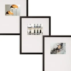 Gallery Wall Frames-Kirkland's Home Offset Mat 8X10 3-Pc. Gallery Wall Frame Set Black
