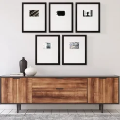 Gallery Wall Frames-Kirkland's Home Offset Mat 5X7 5-Pc. Gallery Wall Frame Set Black
