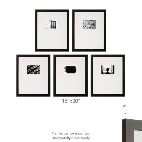 Gallery Wall Frames-Kirkland's Home Offset Mat 5X7 5-Pc. Gallery Wall Frame Set Black