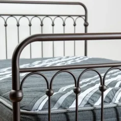 Beds & Headboards-Kirkland's Home Oil Rubbed Bronze Metal Platform Queen Bed Brown