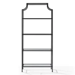 Cabinets & Sideboards-Kirkland's Home Oil-Rubbed Bronze 4-Tier Glass Ashlee Etagere Brown