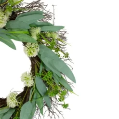 Wreaths-Kirkland's Home Olive Branch And Flower Buds Spiral Wreath Green