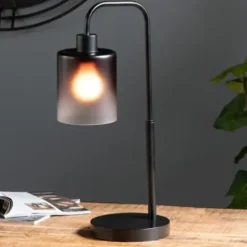Table Lamps-Kirkland's Home Ombre Smoke Glass Task Lamp Gray