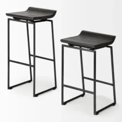 Bar Stools & Counter Height Stools-Kirkland's Home Onyx Modern Metal Curve Seat Bar Stool Black
