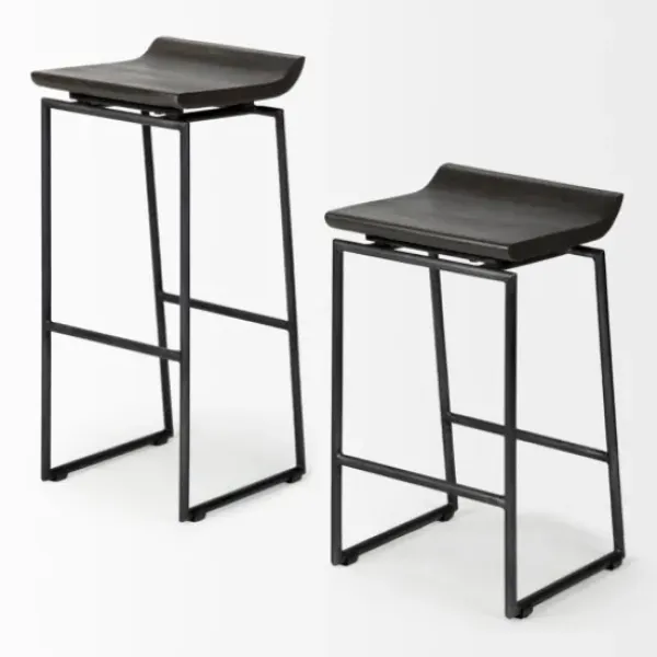 Bar Stools & Counter Height Stools-Kirkland's Home Onyx Modern Metal Curve Seat Bar Stool Black