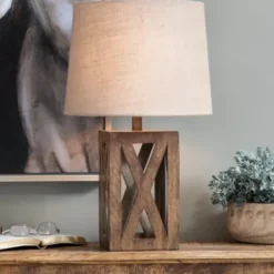 Table Lamps-Kirkland's Home Open Block Table Lamp Tan