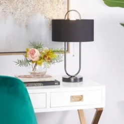 Table Lamps-Kirkland's Home Open Metal Loop Table Lamp Black