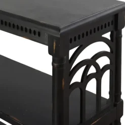 Entryway Furniture-Kirkland's Home Open Shelf Cathedral Ends Console Table Black