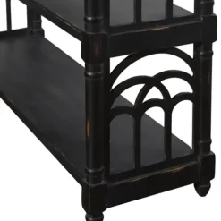 Entryway Furniture-Kirkland's Home Open Shelf Cathedral Ends Console Table Black