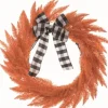 Wreaths-Kirkland's Home Orange Buffalo Check Bow Halloween Wreath Orange/Black