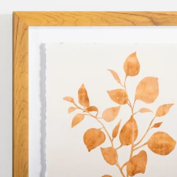 Framed Art-Kirkland's Home Orange Leaves Ii Deckled Framed Art Print Orange/White