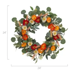 Wreaths-Kirkland's Home Orange Mixed Spring Floral Wreath Multi