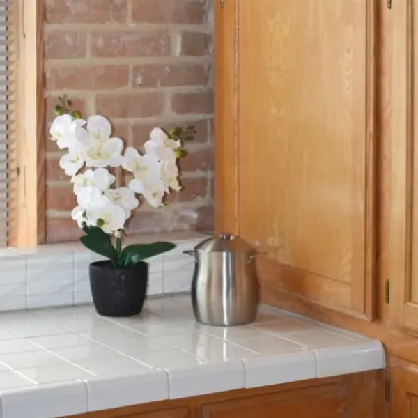Arrangements & Greenery-Kirkland's Home Orchid Arrangement In Black Decorative Pot White/Black