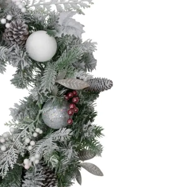 Wreaths-Kirkland's Home Ornaments And Frosted Cedar Berries Wreath Green/White