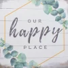 Wall Quotes & Signs-Kirkland's Home Our Happy Place Metal Frame Canvas Wall Plaque Gray