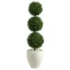 Trees & Topiaries-Kirkland's Home Outdoor Ball Boxwood Topiary In White Planter