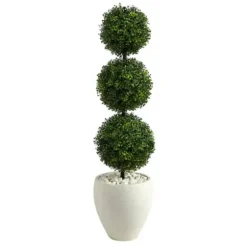 Trees & Topiaries-Kirkland's Home Outdoor Ball Boxwood Topiary In White Planter