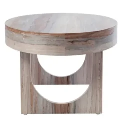 Coffee Tables-Kirkland's Home Oval Marbled Wood Coffee Table Brown